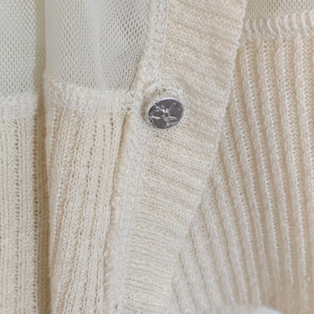 Nic + Zoe Mesh Sweater Cream Floral Embroidered Button Up Cardigan Small - Picture 9 of 13